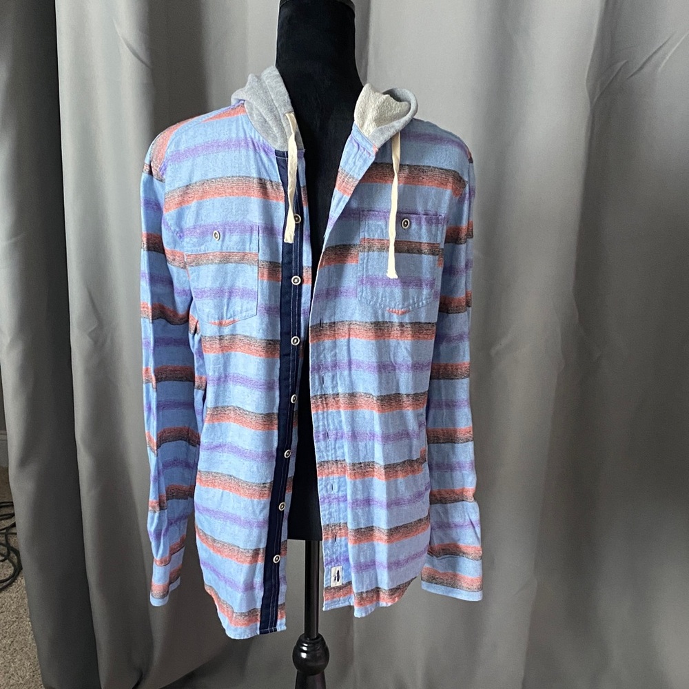 johnnie-O Surf Flannel with Blue and Red Stripes